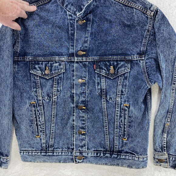 Levi's Denim Trucker Jacket Men's Medium Blue 70507 Made in USA Vintage 1980's - Picture 14 of 16